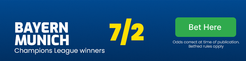 Bayern munich to win the champions league at 7/2