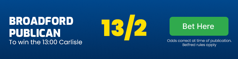 Broadford publican to win the 13;00 carlisle at 13-2