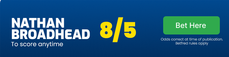 Nathan broadhead to score anytime at 8/5