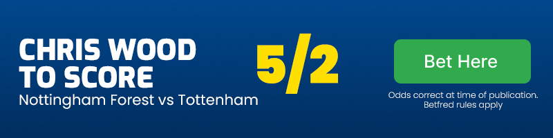 Chris wood to score anytime vs tottenham at 5-2