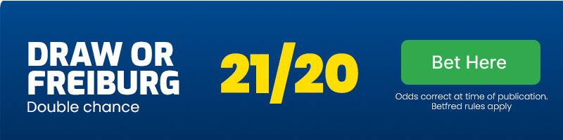 Draw or freiburg (double chance) at 21/20