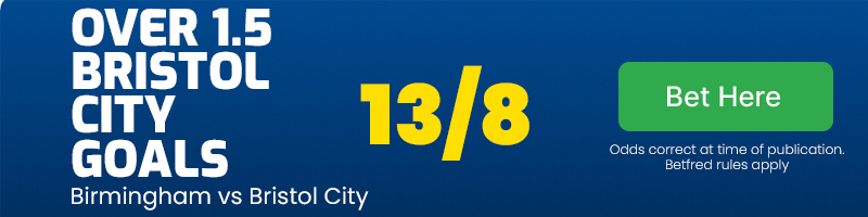 Over 1. 5 bristol city goals at 13/8