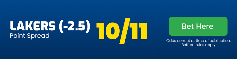 Los angeles lakers to cover on 2. 5 point spread at 10/11.