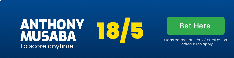 Anthony musaba to score anytime at 18/5