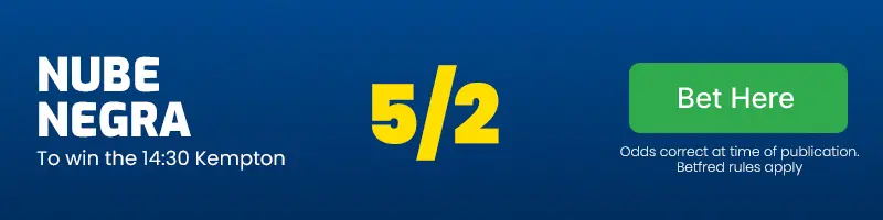 Nube negra to win the 14. 30 kempton at 5/2