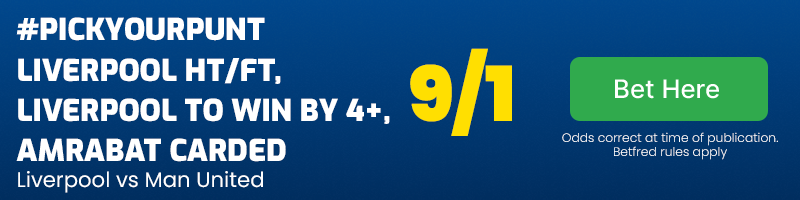#pickyourpunt liverpool vs man united at 9-1