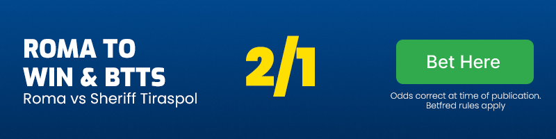 Roma to beat sheriff tiraspol & btts