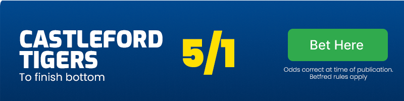 Castleford tigers to finish bottom at 5/1