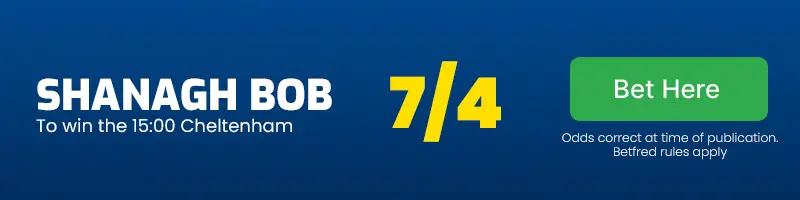 Shanagh bob to win the 15. 00 cheltenham at 7/4
