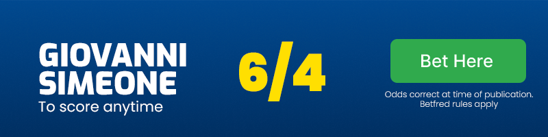 Giovanni simeone to score anytime at 6/4