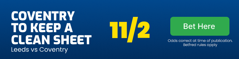 Coventry clean sheet vs leeds at 11/2