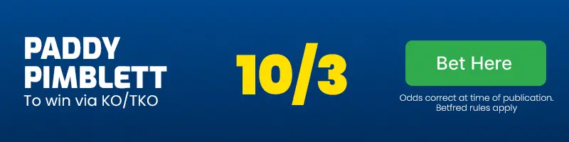 Paddy pimblett to win via ko or tko 10-3