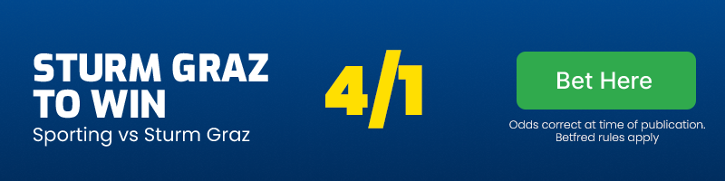 Sturm graz to beat sporting at 4/1