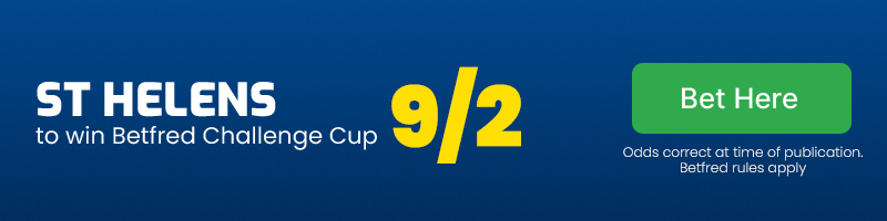 St helens to win betfred challenge cup at 9/2