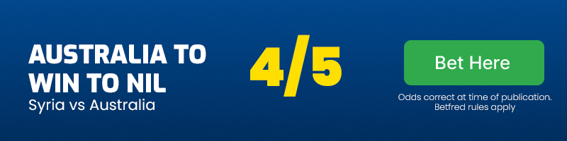 Australia to win to nil vs syria at 4-5
