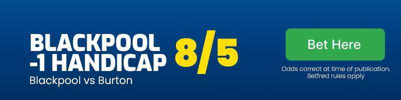 Blackpool -1 handicap at 8/5