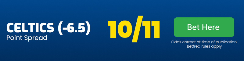 Celtics to cover 6. 5 spread at 10-11