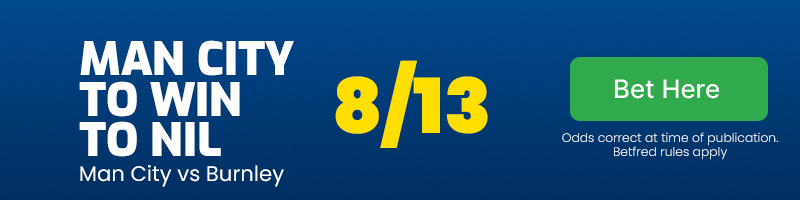Manchester city to win to nil at 8/13