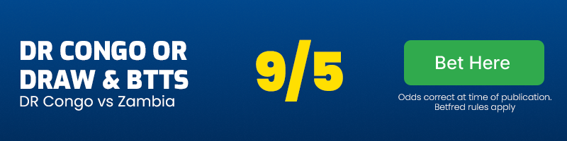 Dr congo or draw & btts in dr congo vs zambia at 9-5