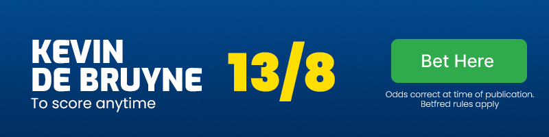 Kevin de bruyne to score anytime at 13/8