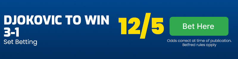 Djokovic to win 3-1 at 12-5
