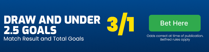 Draw and under 2. 5 goals at 3-1