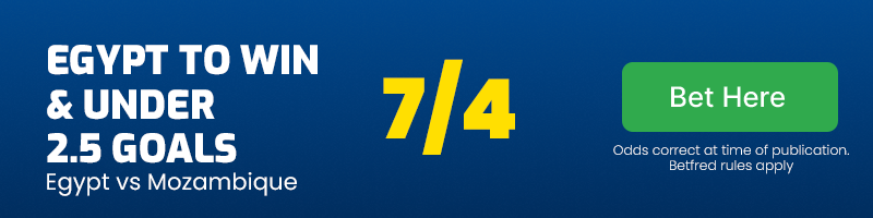 Egypt to win & under 2. 5 goals vs mozambique @ 7-4