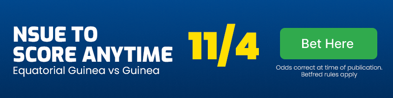 Emilio nsue to score anytime in equatorial guinea vs guinea at 11-4