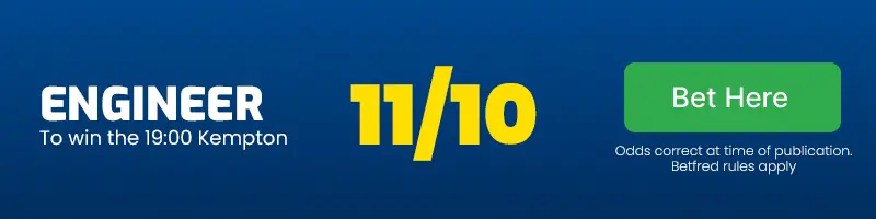 Engineer to win the 19. 00 kempton at 11/10