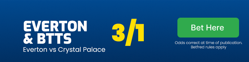 Everton and both teams to score @ 3/1