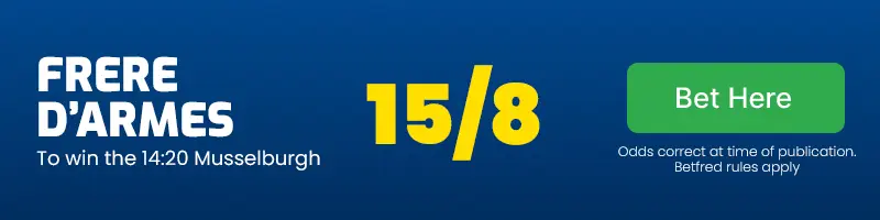 Frere d'armes to win the 14. 20 musselburgh at 15/8