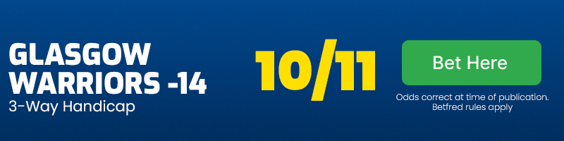 Glasgow warriors 3-way handicap at 10-11