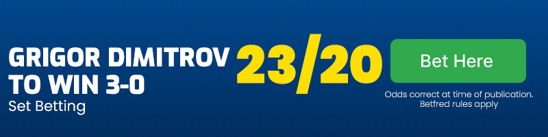 Grigor dimitorv to win 3-0 at 23-20