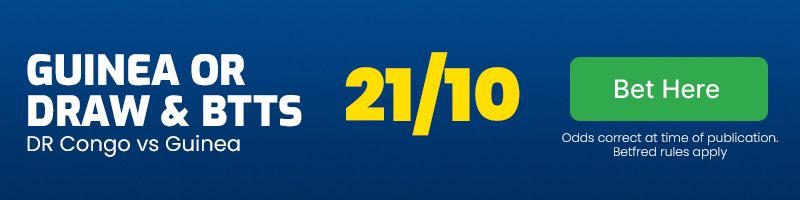 Guinea or draw & btts - yes in dr congo vs guinea at 21-10
