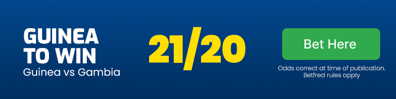 Guinea to win vs gambia at 21-20