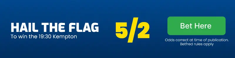 Hail the flag to win the 19. 30 kempton at 5/2
