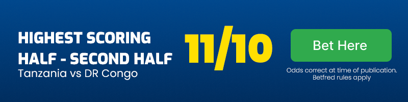 Highest scoring half - second half in tanzania vs dr congo at 11-10