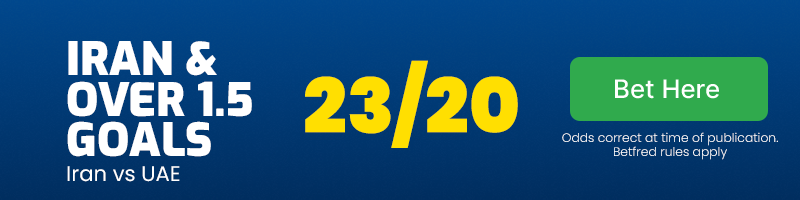 Iran and over 1. 5 goals at 23/20