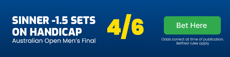 Jannik sinner -1. 5 sets on handicap vs daniil medvedev at 4-6