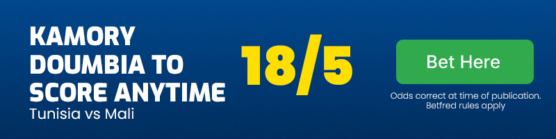 Kamory doumbia to score anytime in tunisia vs mali at 18-5