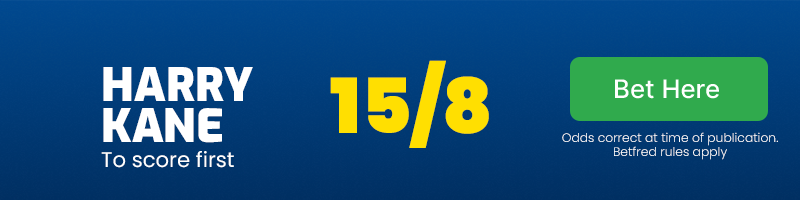 Harry kane to score first at 15/8