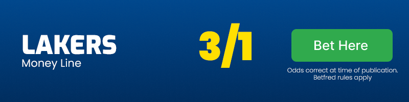 Lakers to win on money line at 3-1