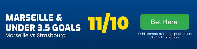 Marseille to win & under 3. 5 goals vs strasbourg at 11-10