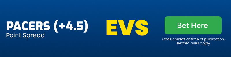 Pacers to cover 4. 5 spread at evens