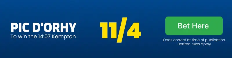 Pic d'orhy to win the 14. 07 kempton at 11/4