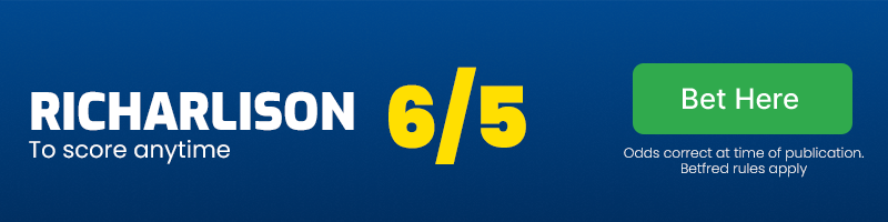 Richarlison to score anytime at 6/5