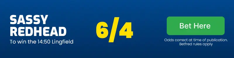 Sassy redhead to win the 14. 50 lingfield at 6/4