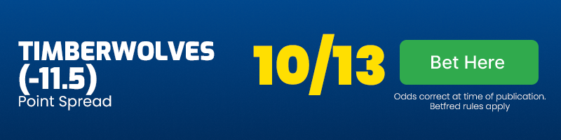 Timberwolves to cover 11. 5 spread at 10-13