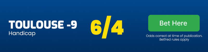Toulouse to win on -9 handicap at 6-4