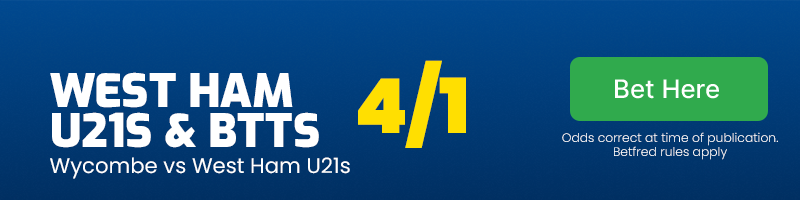 West ham u21s and both teams to score at 4/1